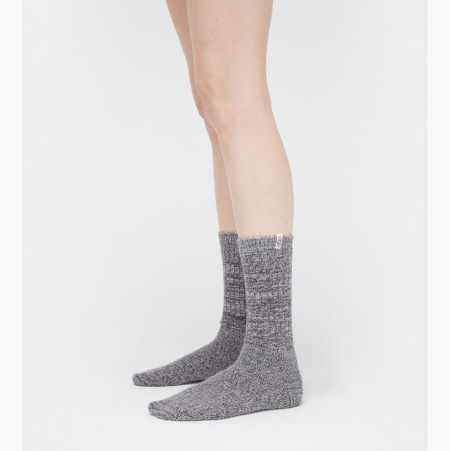 UGG Rib Knit Slouchy Crew Deep Grey Socks for Women (QFRK69037)